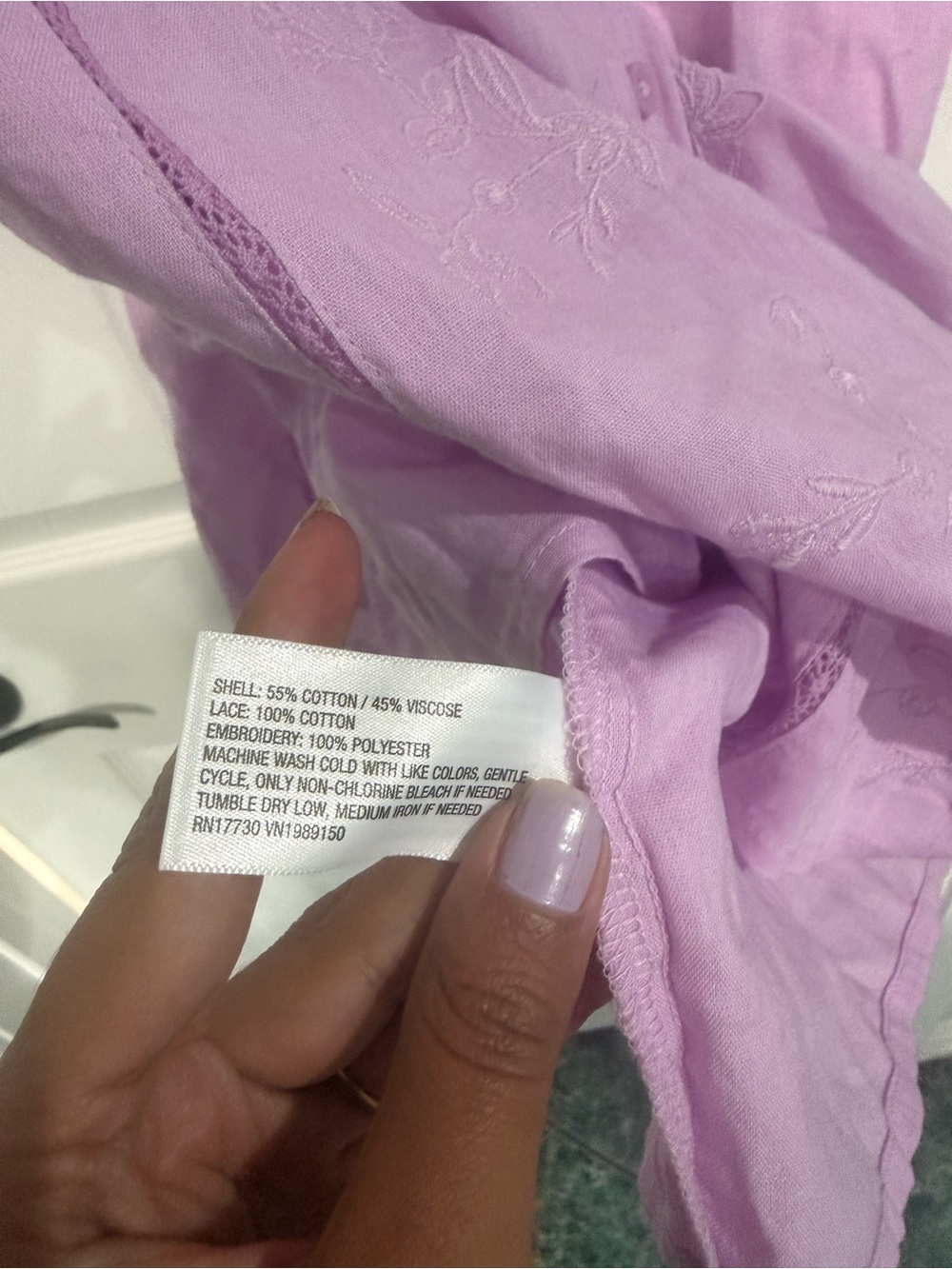 Women's Embroidered Slip Sleep Dress Lavender - Roller Rabbit XS NWT - Picture 7 of 11